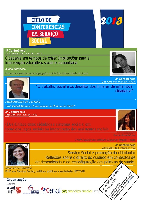 Cartaz: Ciclo de Conferências em Serviço Social