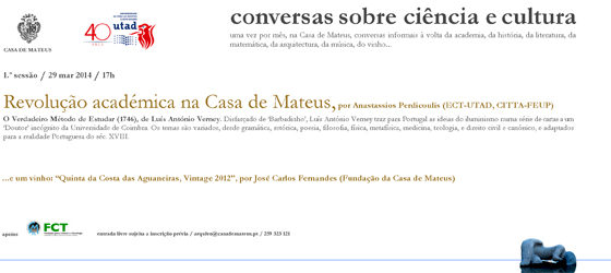 Banner: Ciclo de tertúlias «Conversas sobre Ciência e Cultura»