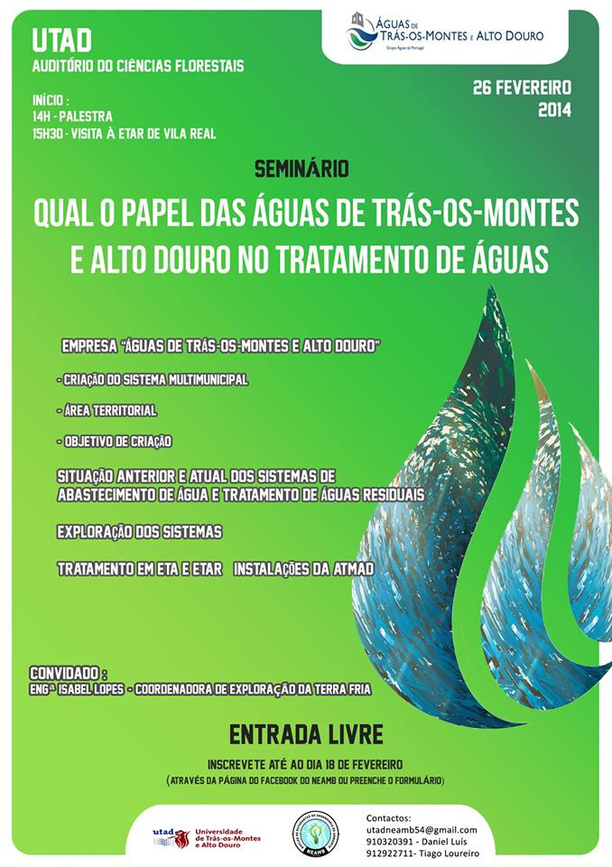 Cartaz: Qual o papel das Águas de Trás-Os-Montes e Alto Douro no tratamento de águas