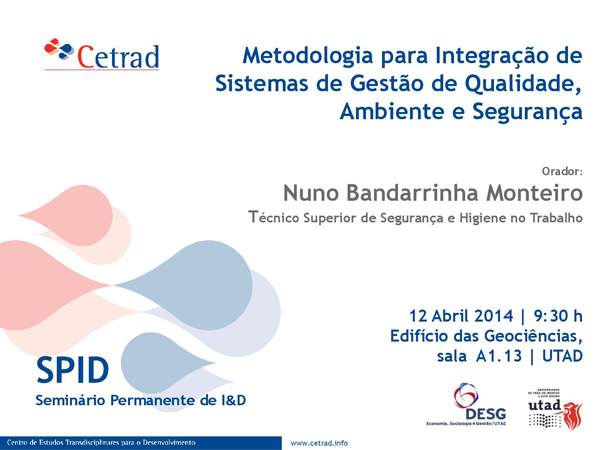 Banner: Metodologia para Integração de Sistemas de Gestão de Qualidade, Ambiente e Segurança
