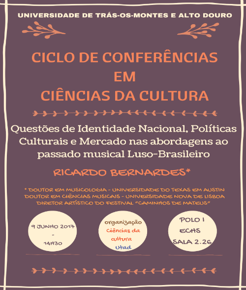 Cartaz: Ciclo Conferências Ciências Cultura junho 2017